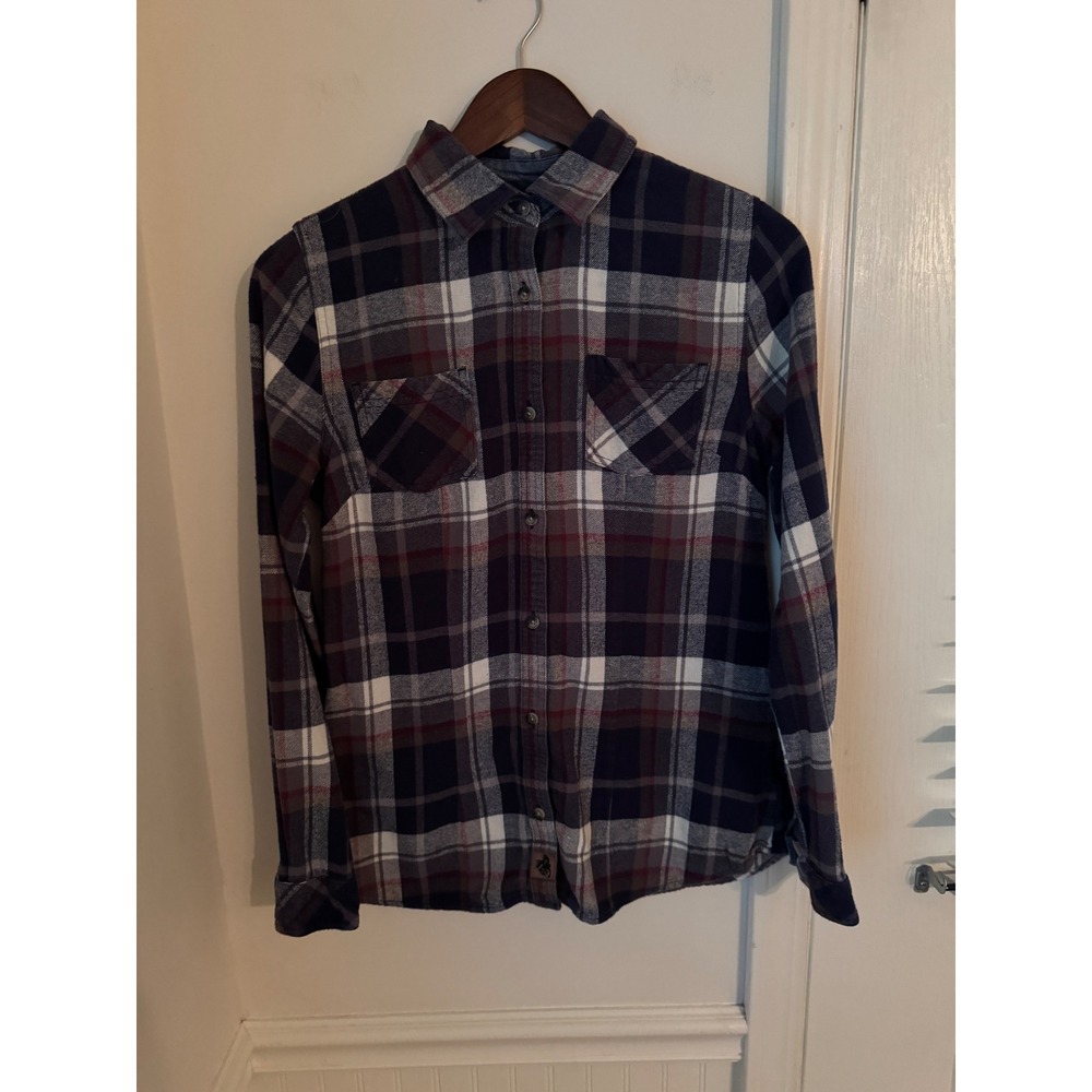 Legendary Whitetails Womensā Navy Burgundy Plaid Cotton Flannel SM POLW-1011